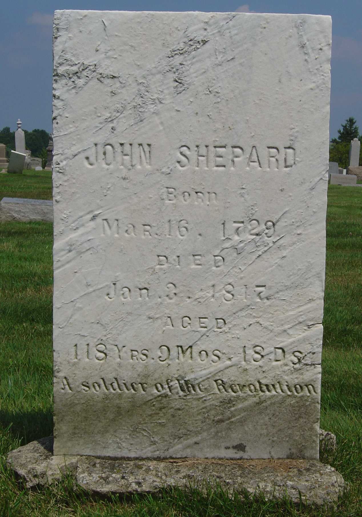 John Shepherd's grave in North Royalton, Ohio